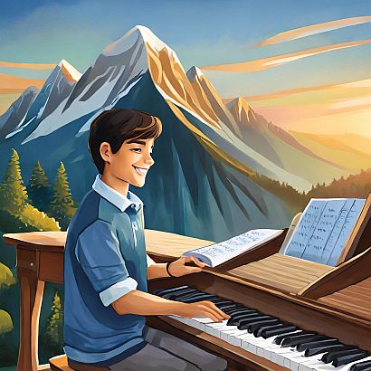 a boy learning piano scales when taking the piano for adults 1 piano course this is the course image